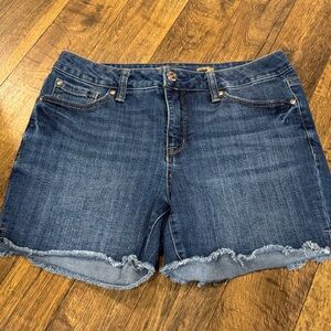 Seven7 Blue Jean Shorts with Frayed Hem